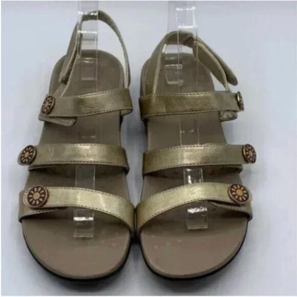 Vionic by Orthaheel Cathy Triple Strap Gold Metallic Sandals Size 7 - Picture 4 of 8
